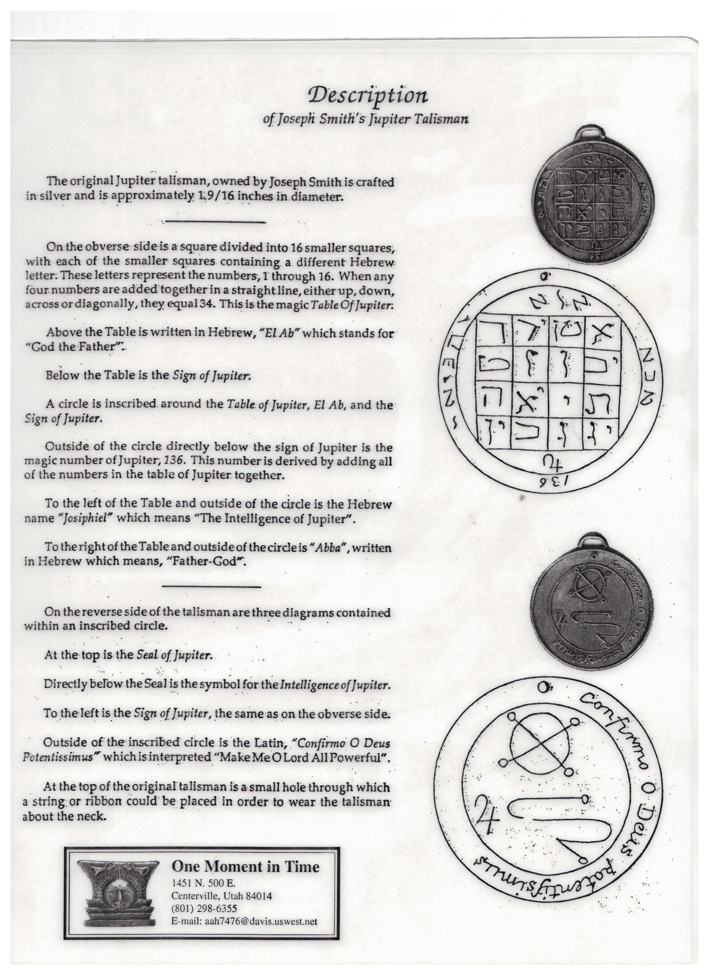 Antique Silver Joseph Smith Jupiter Talisman