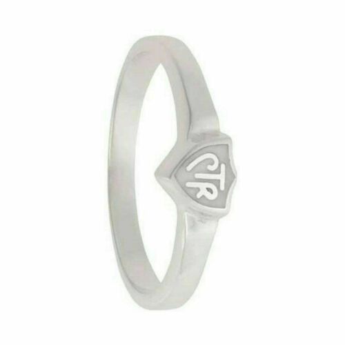 J58W Mormon LDS Unisex CTR Ring Sterling Silver Retro White Handmade One Moment In Time
