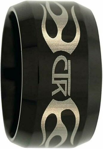 J129 Mormon Ignitor LDS Unisex CTR Ring Flame Black Titanium Carbide One Moment In Time