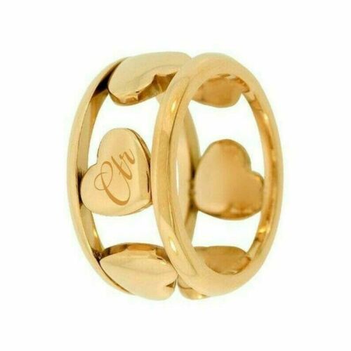 J165 Mormon LDS Unisex CTR Ring 6ix Hearts Steel Gold Size 6-10 One Moment In Time