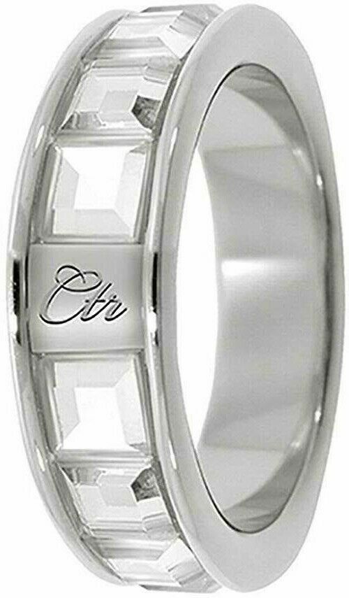 J162 Mormon LDS Unisex CTR Ring Glimmer Stainless Steel with White One Moment In Time
