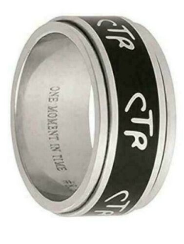 J38 Mormon LDS Unisex CTR Ring Black Stainless Steel Size 6- 15 One Moment In Time