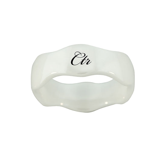 J169 CTR Ring ÒWaveÓ White Diamond Ceramic