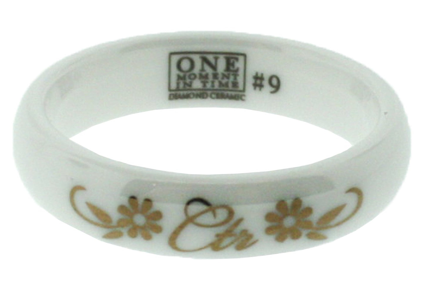 J181 Rosa White Diamond Ceramic with Rose Gold Inlay Tone CTR Ring