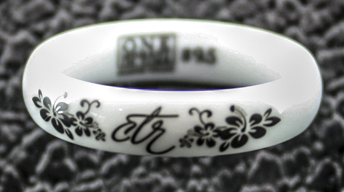 J128 Heavenly Flower White Diamond Ceramic CTR Ring One Moment In Time Mormon LDS