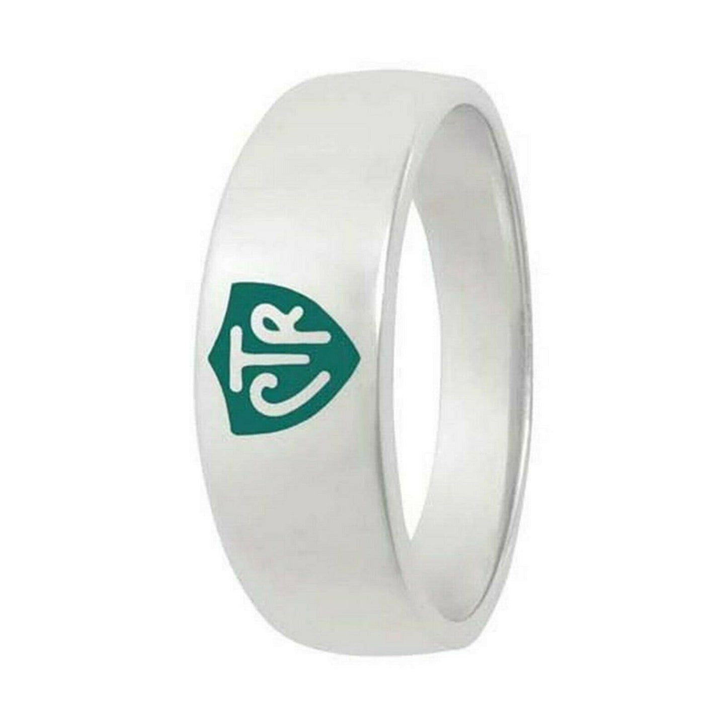 J57G Mormon LDS Unisex CTR Ring Sterling Silver Band Green 6- 13 One Moment In Time