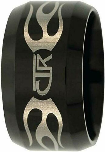 J129 Mormon Ignitor LDS Unisex CTR Ring Flame Black Titanium Carbide One Moment In Time