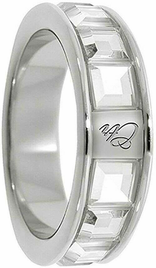 J162 Mormon LDS Unisex CTR Ring Glimmer Stainless Steel with White One Moment In Time