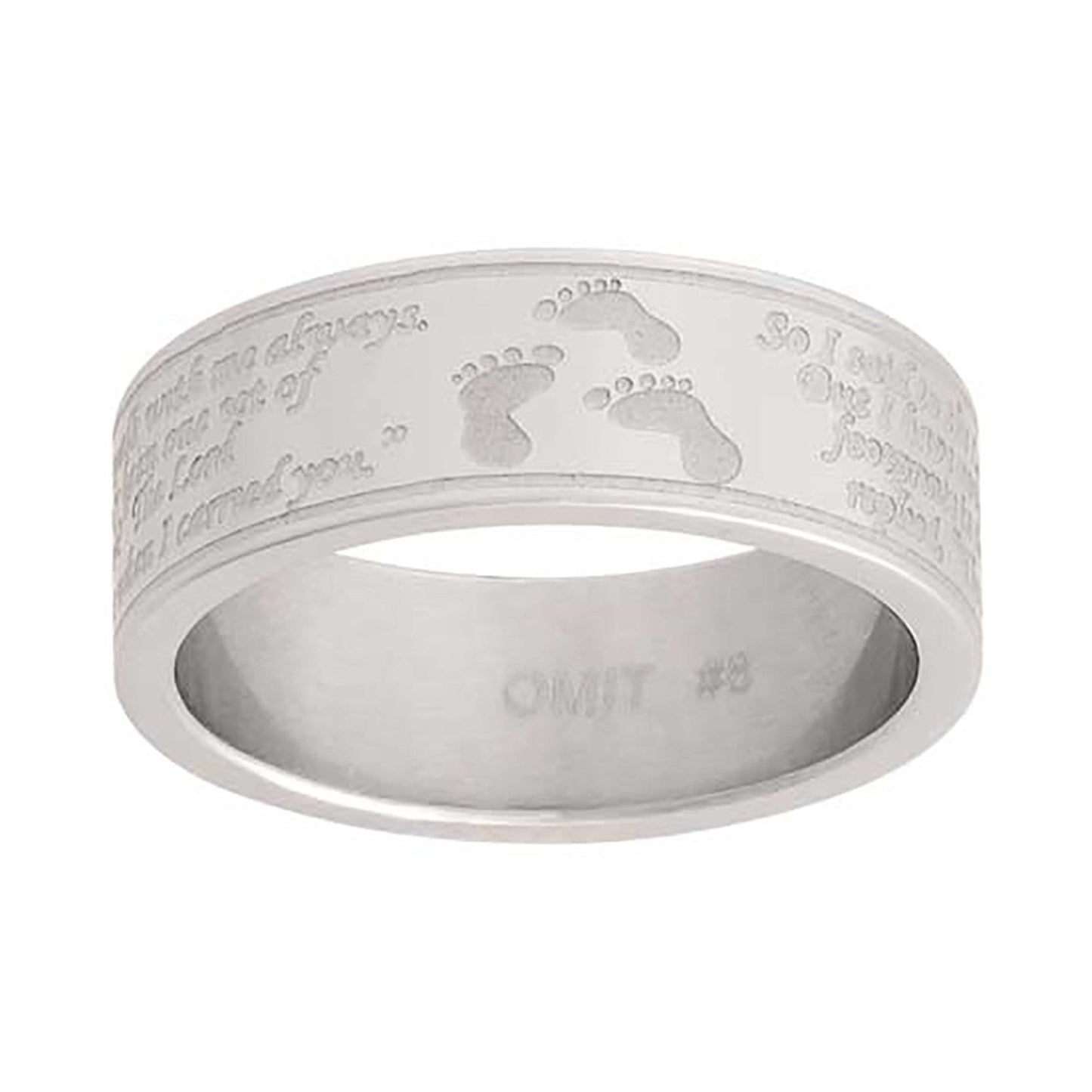 J127 Footprints CTR Ring Stainless Steel Handmade