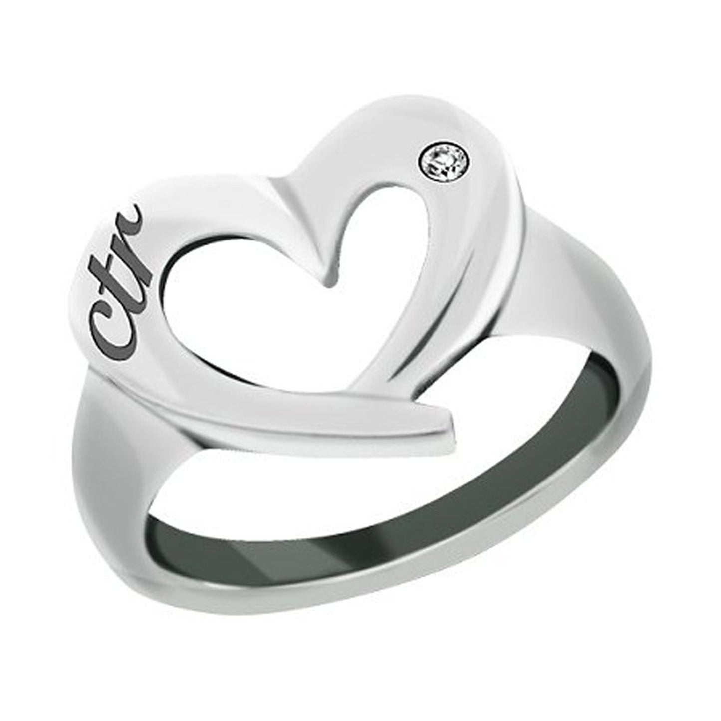 J149 CTR RING Stainless Steel CTR Love Heart